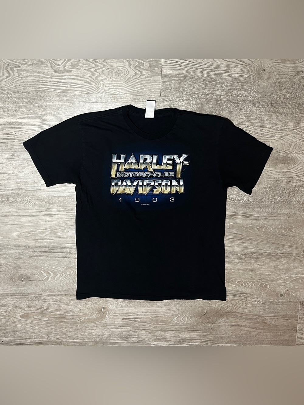 2020 Harley-Davidson Black T-Shirt with Metallic Gold & Silver Logo